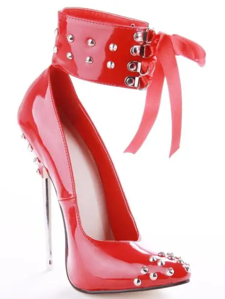 2018 Uus naiste must punane pumbad 16 cm seksikas äärmiselt kõrged kontsad pumbad naiste pikad varba neet kingad naistele Ööklubi tantsu kingad