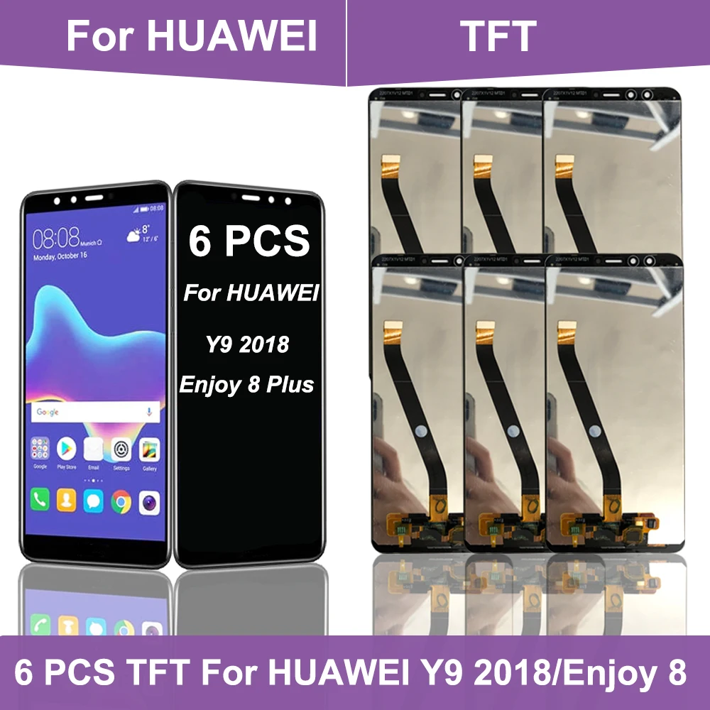 Hulgi-6 tk Huawei Y9 2018 LCD Ekraan Puutetundlik Digitizer Assamblee Nautida 8 Plus FLA-L22 FLA-LX2 FLA-AL00