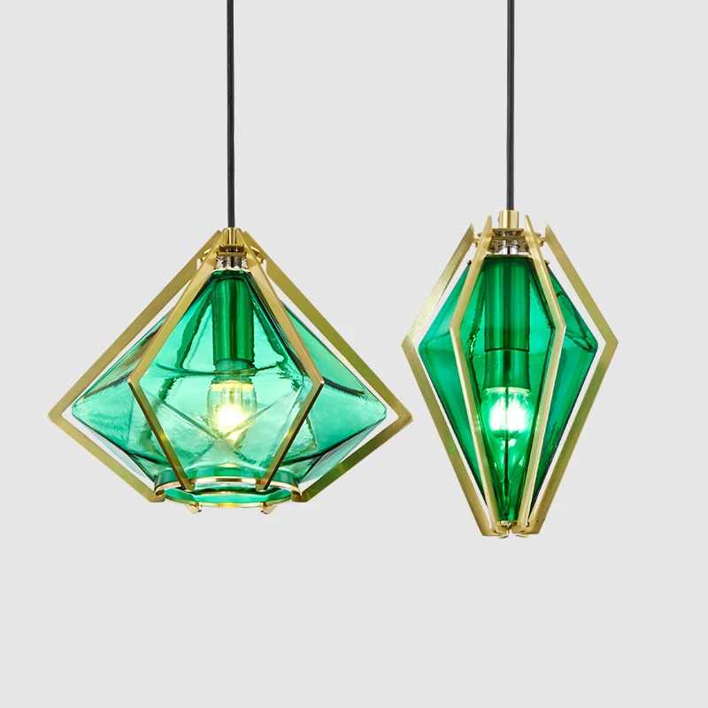Fashion Roheline teemandid ripats tuled Kaasaegne LED E27 Köök Klaasist, metallist lambid, elutuba, magamistuba restoran