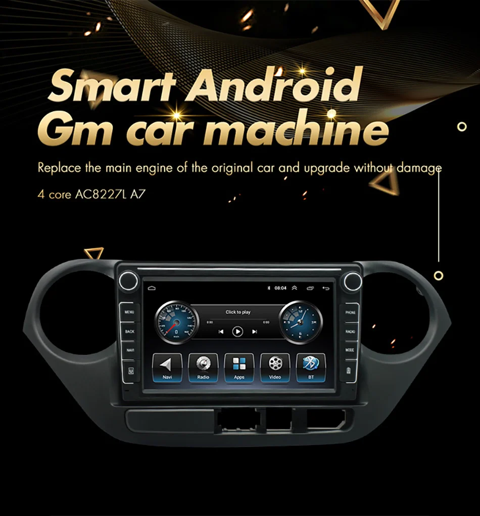 Näiteks Hyundai Grand I10 2013 2016 Android autoraadio Multimeedia Mängija, Auto Audio Video Sõiduki GPS Navigation 2.5 D IPS