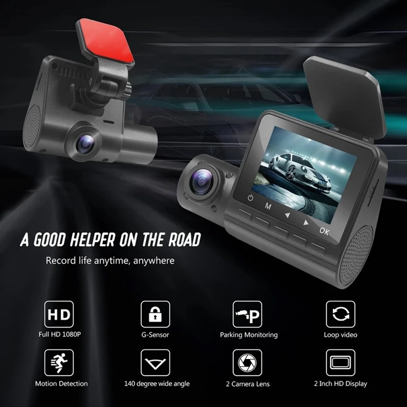 Kriips Kaamera 1080P HD Car DVR Koos Pööratav Objektiiv liikumistuvastus Öise Nägemise Armatuurlaua Kaamera Sõidu Video Recorder