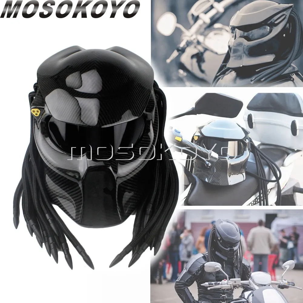 Väljas Ratsutamine Mootorratta Vaimu Kiskjate Kiiver, Mask Süsinikkiu Moto Lahe Raud Warrior Man Full Face Täiskasvanute Kiivrid Hingav
