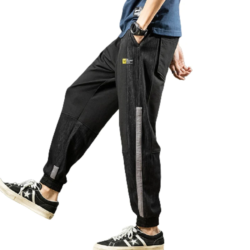 Kvaliteetse Värviga Lihtsus Triibuline Õmblemine Slim Fit Püksid Jalga Meeste Mugavad Vabaaja Korvpalli Püksid