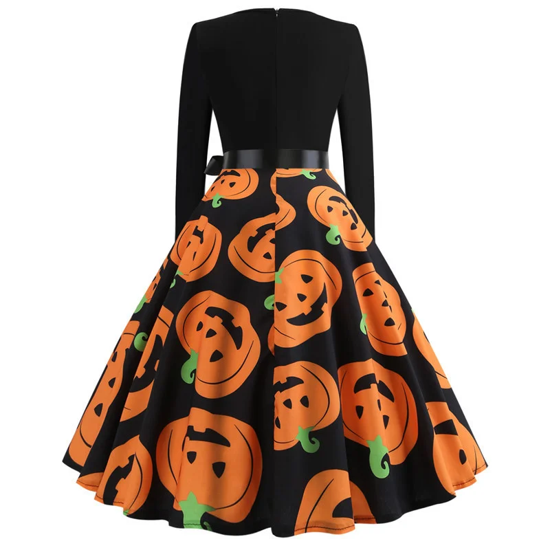 Litchi on Väljamõeldud Kõrvitsa Halloween Naiste Kleit Pikk Varrukas, Varruka Pikkus Printsess Kleit Daamid Kostüüm Festival Pool, Vintage Kleit