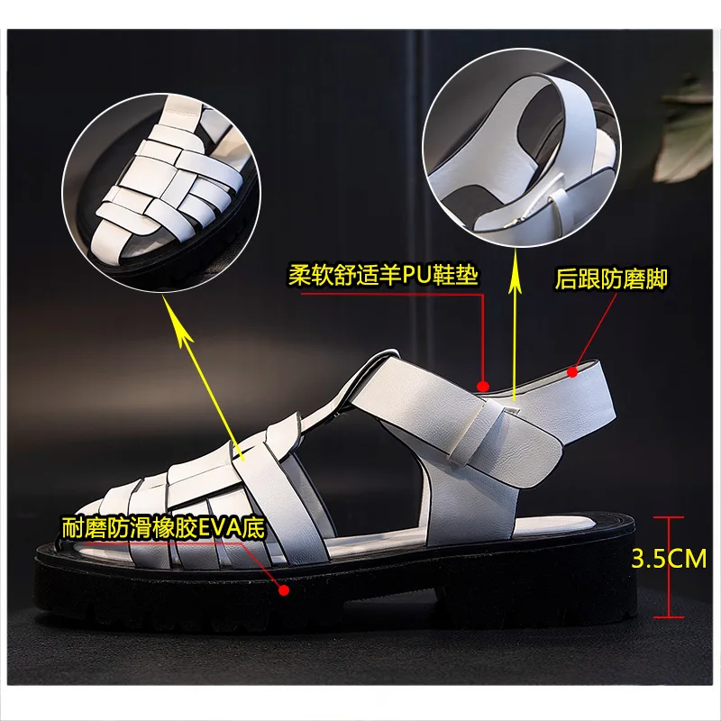 Lambanahast naiste sandaalid on peidetud lukk uus stiil 2021 suvel naiste hingav vabaaja kõik-mängu Baotou korter naiste kingad
