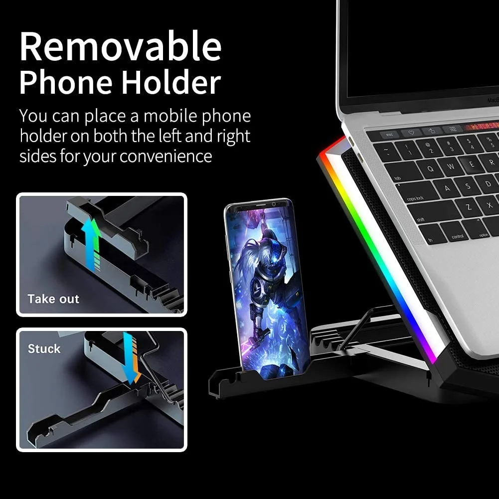 Mängude RGB Sülearvuti Jahuti Sülearvuti 12-18 Tolli Kuus Fännid LCD Ekraaniga Sülearvuti Jahutus Pad Reguleeritav Sülearvuti Seista Kaks USB-Porti