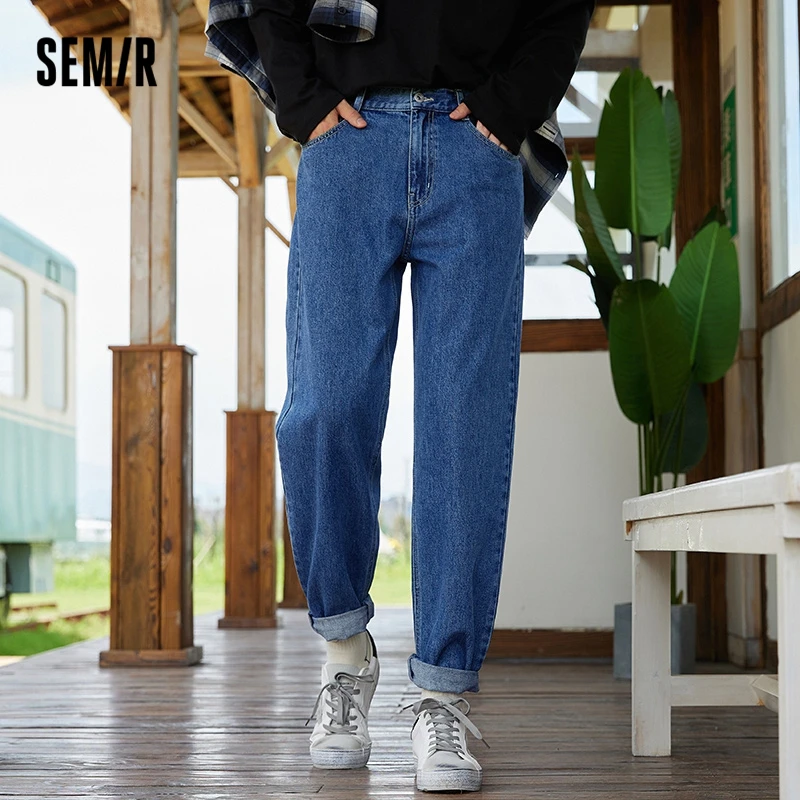 SEMIR Teksad Meestele 2021 Sügisel Uus Trend High Street Puuvillased Püksid Pestud Sinine Meeste Pikad Püksid