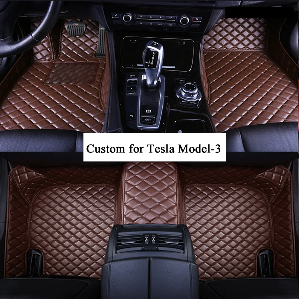 Auto põrandamatid Must/Beez/Punane/Pruun Naiste ja Meeste Kunstlik Nahk Matt Tesla Model 3 X7 X40