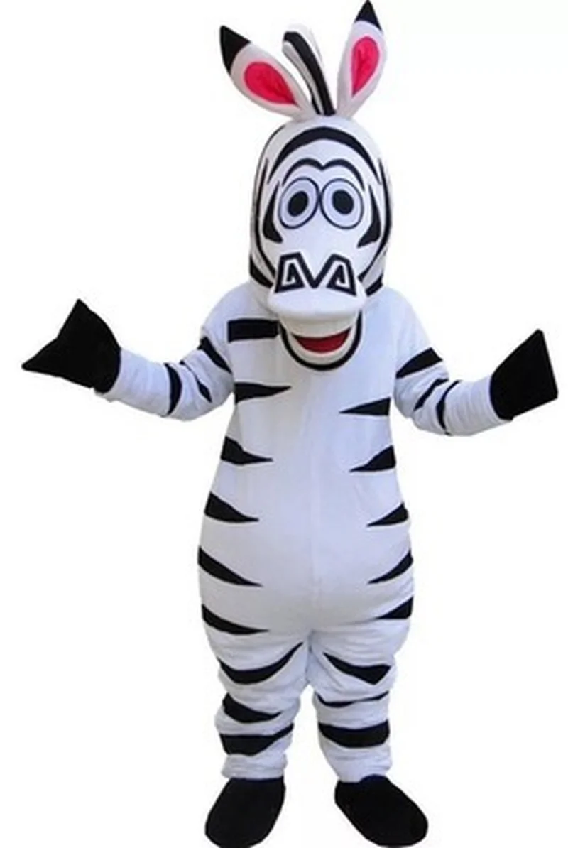 Madagaskar Zebra Maskott Cosplay Kostüüm Karvased Sobib Pool Mängu Fursuit Cartoon Kleit Varustus Karneval Halloween Xmas Lihavõtted Reklaam