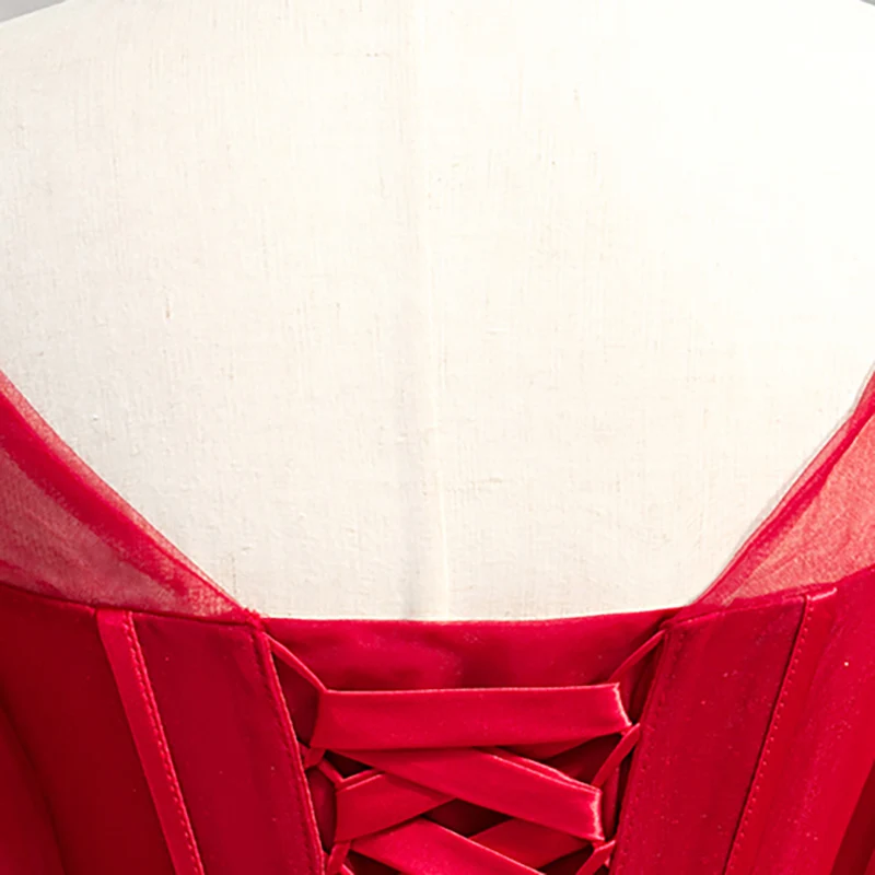 Eritellimusel Kord Kleidid Illusioon O-Kaeluse Lühike Pits Tülli Backless Ehitud Profileerimine Luksus Punane Naiste Ametlik õhtukleit HB227