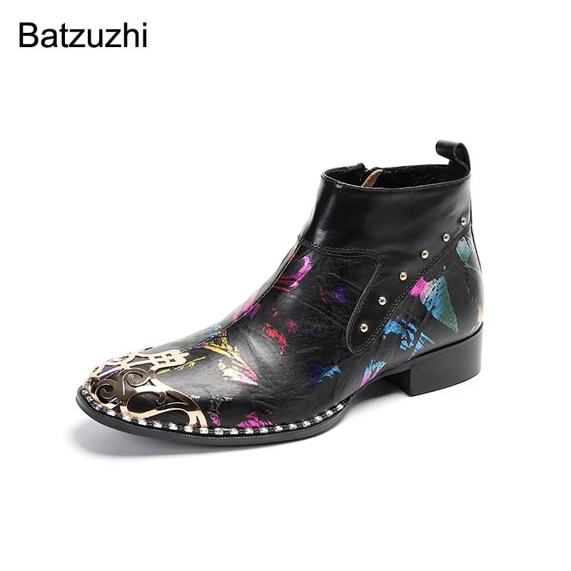 Batzuzhi 2021 Uus Brand Meeste Saapad Musta Värvi naturaalsest Nahast poolsaapad Meestele Zip Pidu ja Pulm Botas Hombre, Suur Suurus