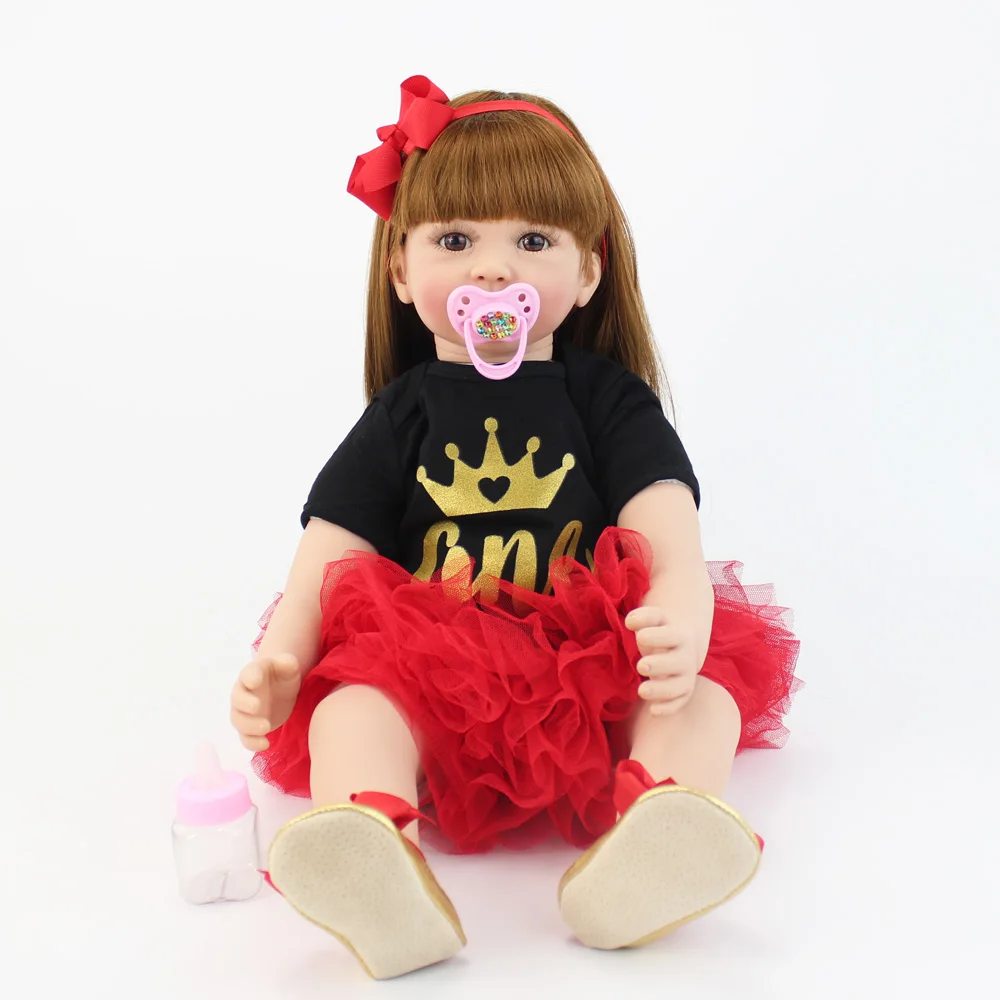 60cm Pehmest Silikoonist Uuestisündinud Baby Doll Mänguasjad 24inch Vinüül Printsess Väikelapse Lapsi Tüdruk Boneca Kid Sünnipäeva Kingitus Realistlik Elus Bebe