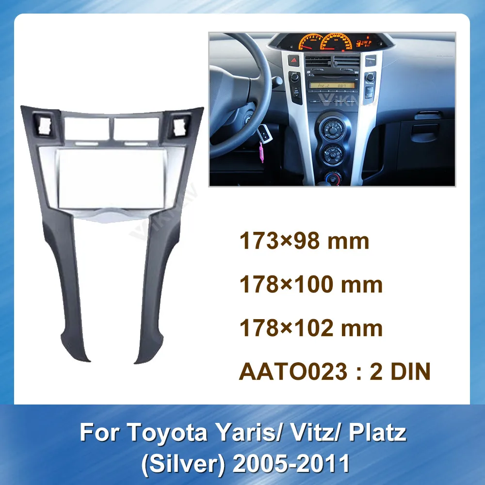 2 Din-Car-Stereo-DVD-Sidekirmega Paneel GPS Raami Toyota Yaris Vitz Platz 2005-2011 (Hõbe)paneel kriips Paigaldus Mount kit