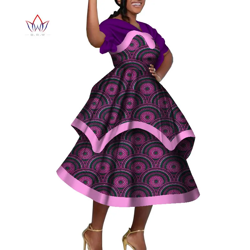 BintaRealWax Kohandatud Aafrika Naiste Riided Dashiki Naiste Kleit Pitchwork Ankara Tagasi Tõmmata Lühikese Varrukaga Kleit WY8825