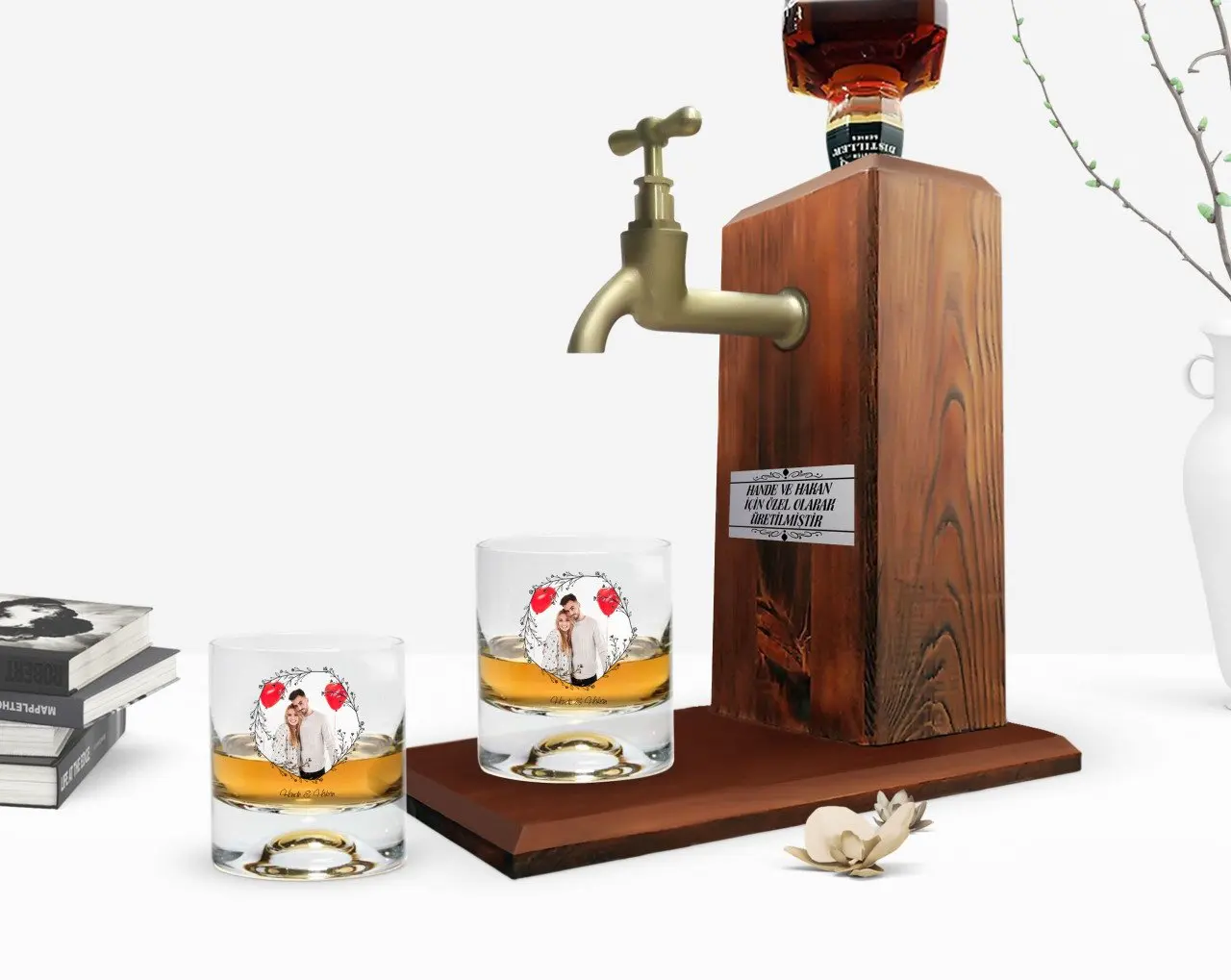 Isikliku Värvikas Trükitud Foto On Dual Whisky Cup ja Puit Whisky Seista Kingitus Seti-26