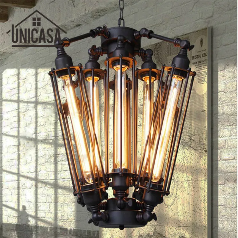 Suur Antiikne Ripats Tuled Sepistatud Rauast Tööstus Valgustus Office Bar Köök Saar LED Valgus Vintage Ripats Lae Lamp