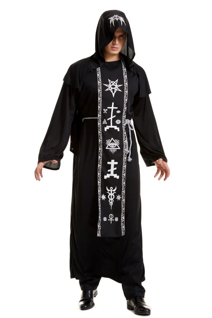 Uus Halloween Paarid Preester Võlur Must Riietus Maskeraad Tulemuslikkuse Kostüümid