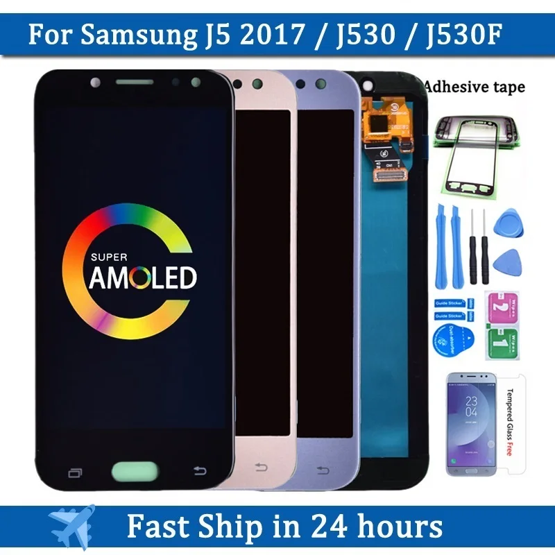 Super Amoled LCD Samsung Galaxy J5 2017 J530 J530F AMOLED LCD Ekraan Puutetundlik Digitizer Assamblee tasuta shipping