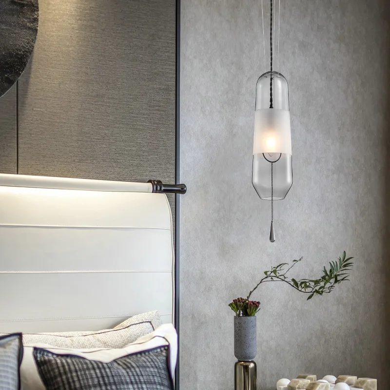 Põhjamaade postmodernistlik restoran pikk klaas lühter hotel külaliste tuba öö laterna baar lühter Põhjamaade disainer lamp