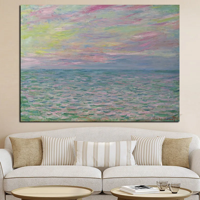 Claude Monet Päikeseloojangut Seascape Abstraktne Impressionism Maastik, Õli Lõuendil Maali Poster Seina Pilt elutuba