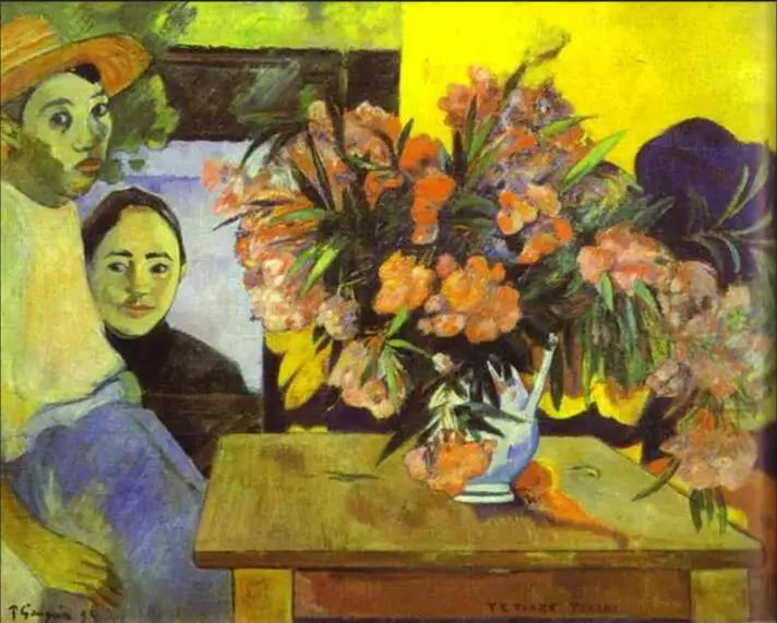 Kõrgekvaliteediline õlimaal Lõuendil Reproduktsioonid Lilled Prantsusmaa (1891), mille on esitanud Paul Gauguin käsitsi maalitud