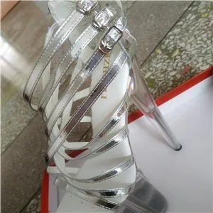 Super pikk 20cm kontsad koos sandaalid, seksikas ööklubi läbipaistev kristall kingad, mudeli etapp sandaalid