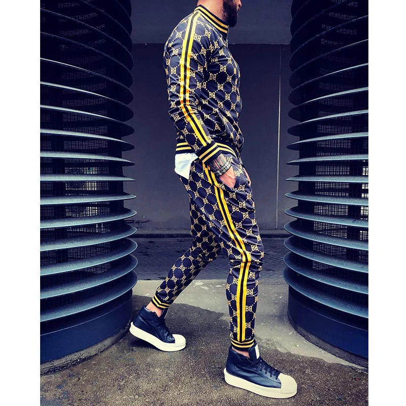Lihaste Sport Sobib Mehed Komplekti Suundumuste 3D Print Fitness Tõmblukk Hupparit Sweatpants Slim Casual Fashion Spordidressid Riided