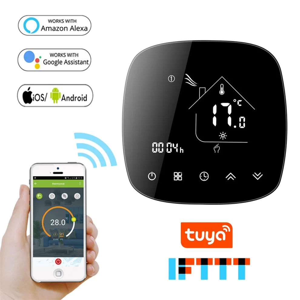 0.5 C kraadi Täpsusega Ümar Kuju Smart WiFi Põranda Kütte Termostaat Tuya Intellagent App Alexa hääljuhtimine