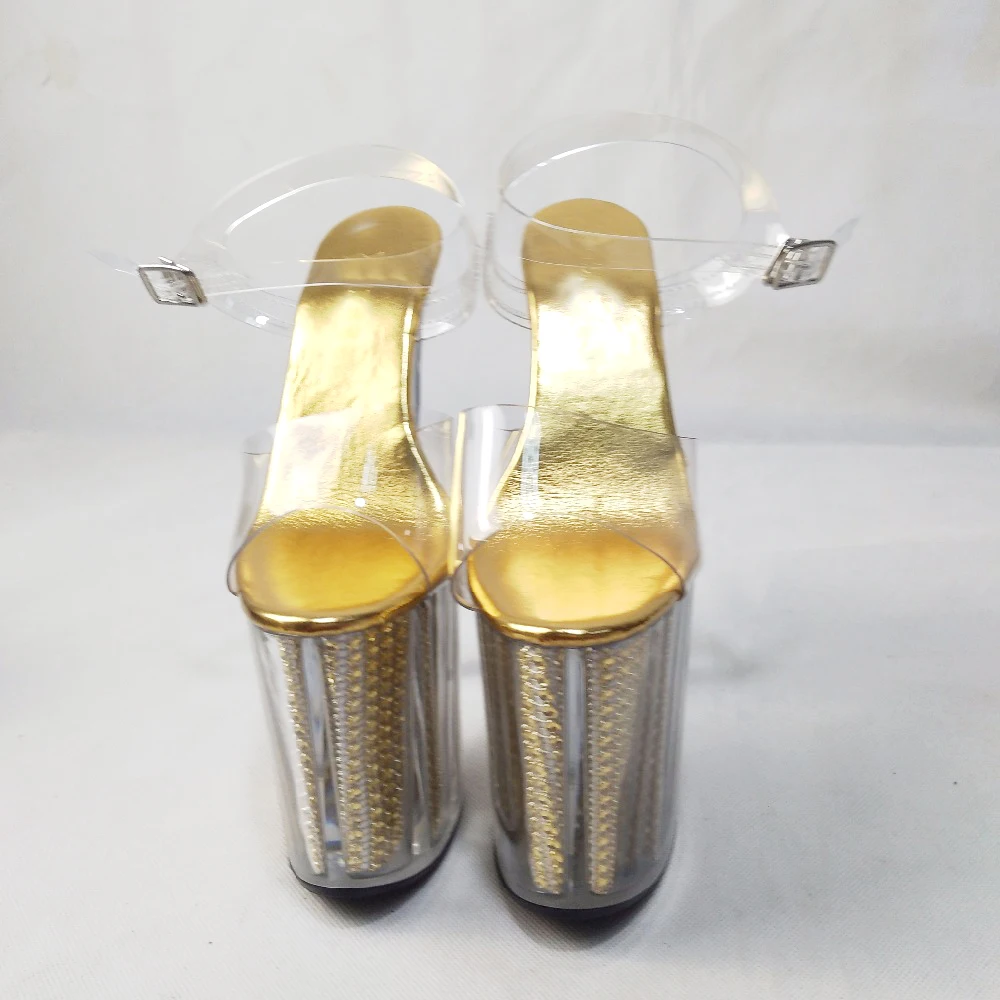 Uus seksikas stiil 20cm kontsad läbipaistev platvorm ehitud sandaalid 8 cm kontsad tantsu kingad Crystal Trend Kinnismõte Uudsus Mudelid