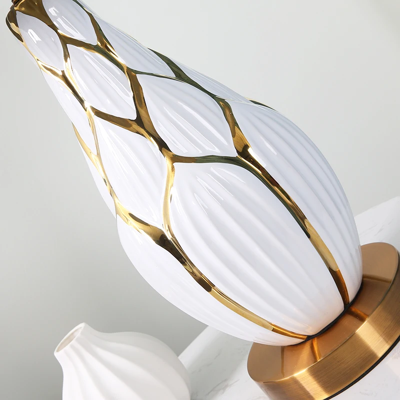 Ameerika lihtne loominguline käsitsi maalitud kunst keraamika-elutuba, magamistuba öö lambi mudeli tuba dekoratiivne riie sooja laua lamp