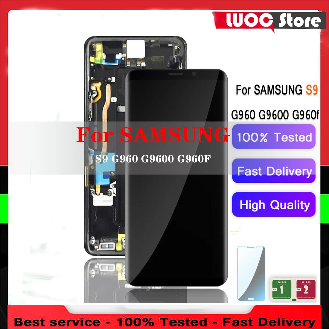 Super AMOLED LCD Ekraan, Samsung Galaxy S9 G960 G9600 G960F Puutetundlik Digitizer Assamblee Varuosade Nr/ With Frame