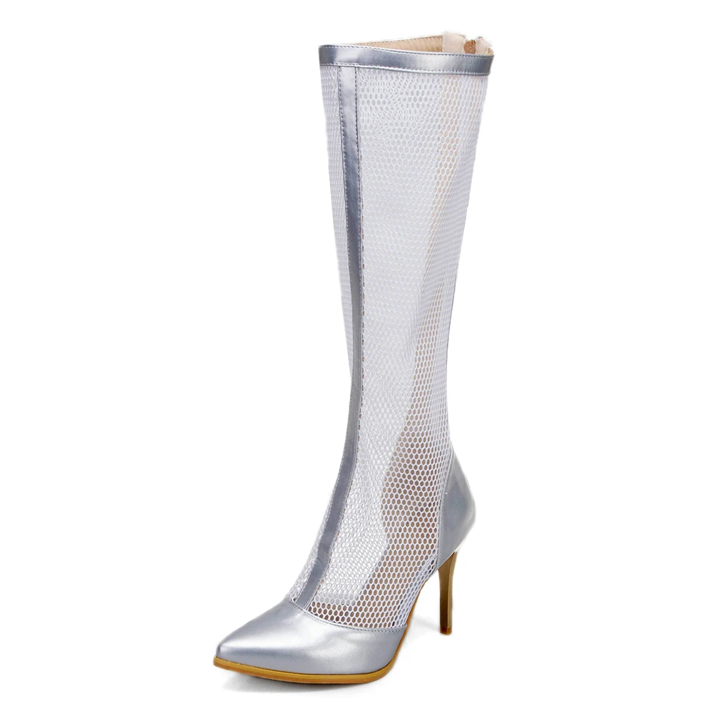 Suve Saapad Naiste kingad 2021 Uus Lahe saapad Stilettos kontsad, Pikad varba Tõmblukk Sandal Hingav Võrgusilma Mood Net boot