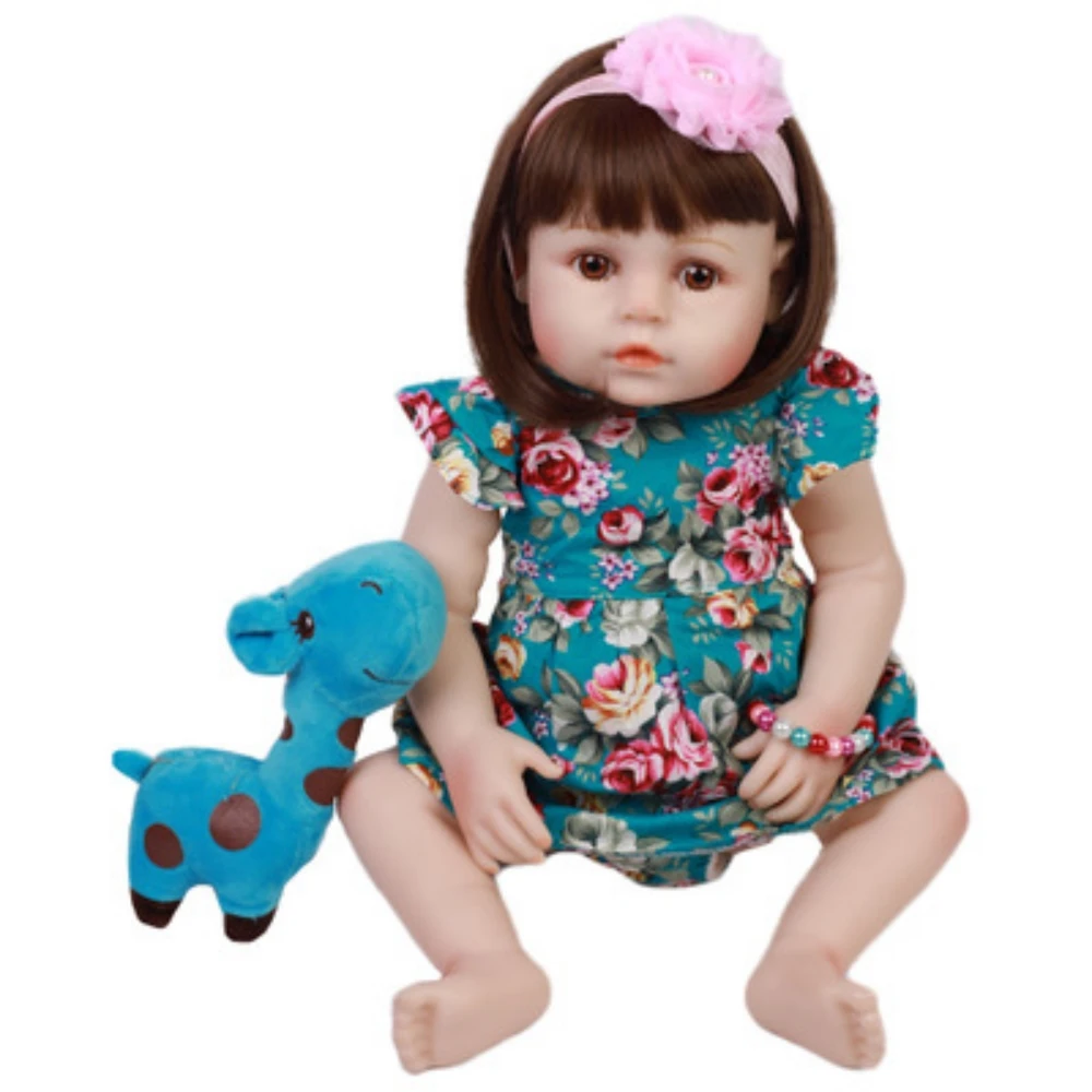 48CM bebe nukk uuestisündinud väikelapse tüdruk Lokkis juuksed nukk kogu keha pehmest silikoonist realistliku beebi Vanni mänguasi veekindel