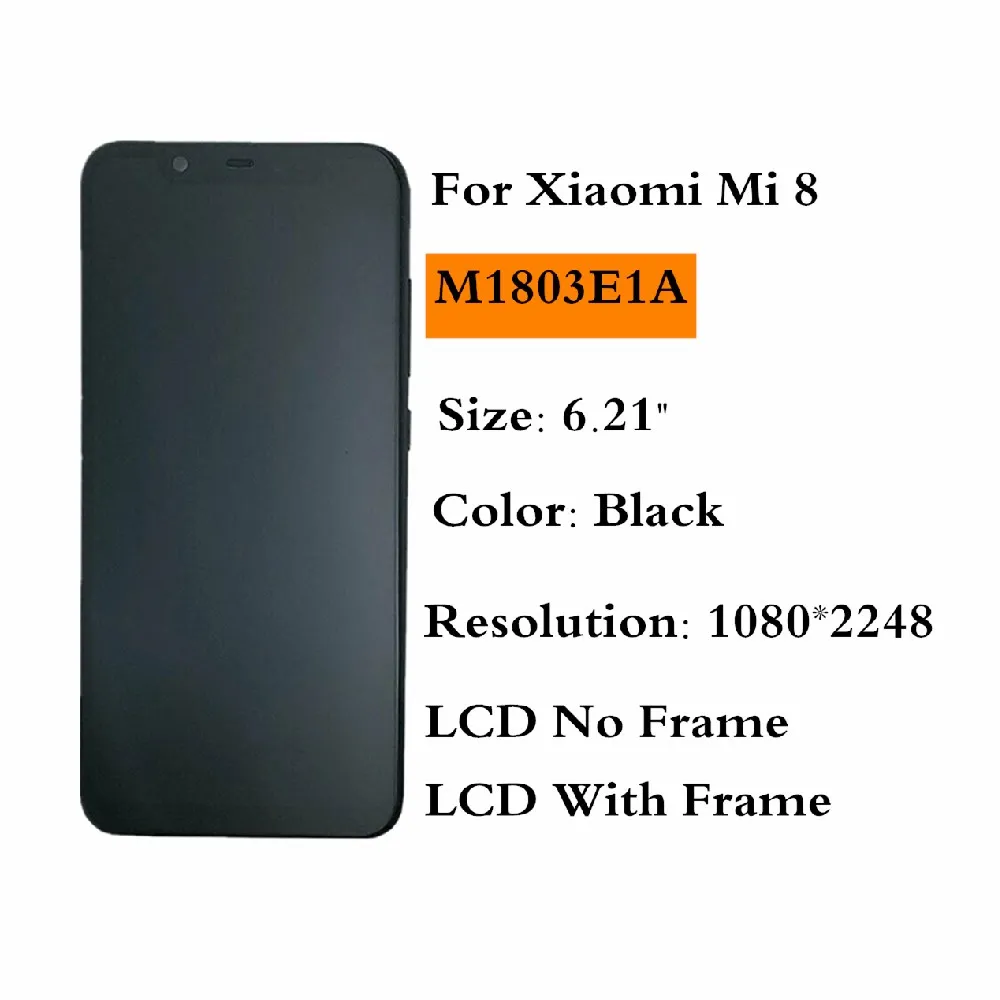 Algne Jaoks Xiaomi MI8 Mi 8 LCD-Ekraani ja Raami Xiaomi 8 M1803E1A LCD Puutetundlik Digitizer Assamblee Varuosad