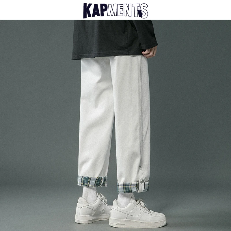 KAPMENTS Mehed Tahke Vintage Harajuku Teksad, Püksid 2021 Mens Streetwear Hip-Hop Kottis Denim Püksid Mees Põhjuslik korea Teksad Jogger