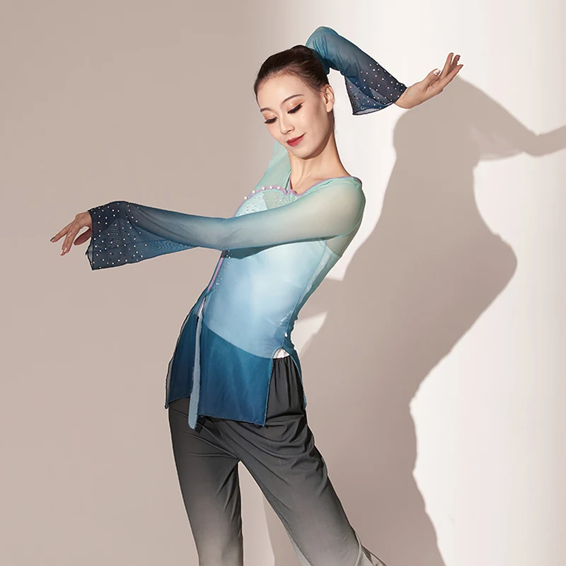 Haldjas Hiina Tantsu Kostüüm Silma Rahvatantsu Riided Lüüriline Dancewear Hanfu Naiste Pikad Varrukad Tulemuslikkuse Kostüüm