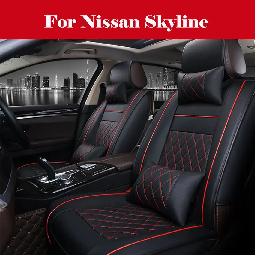 Luksuslik 5-Istmed, Auto istmekate PU Nahast Esi-ja Tagumine MAASTUR Padi Komplekt auto stiil Nissan Skyline