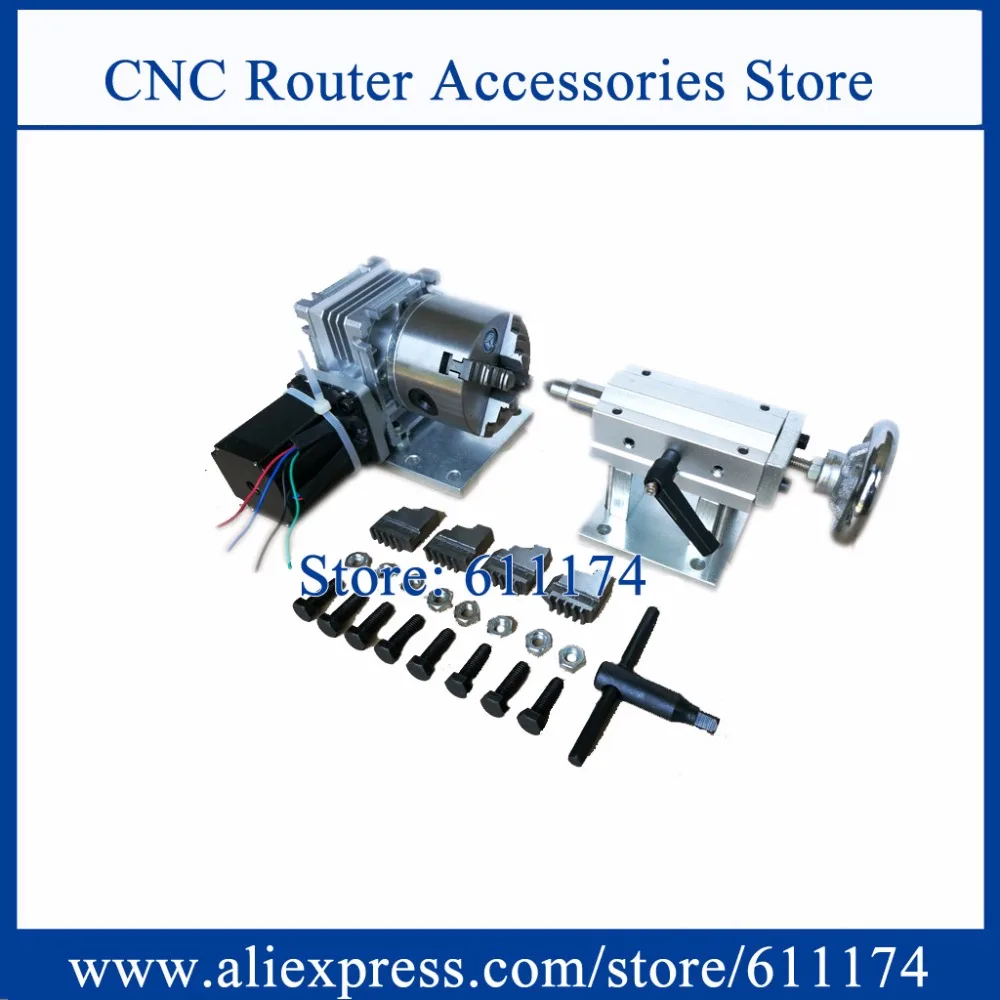 CNC Masina Rootor-Telg, A-Telg 4. telg 20:1 D130mm chuck koos NEMA34 Stepper mootor